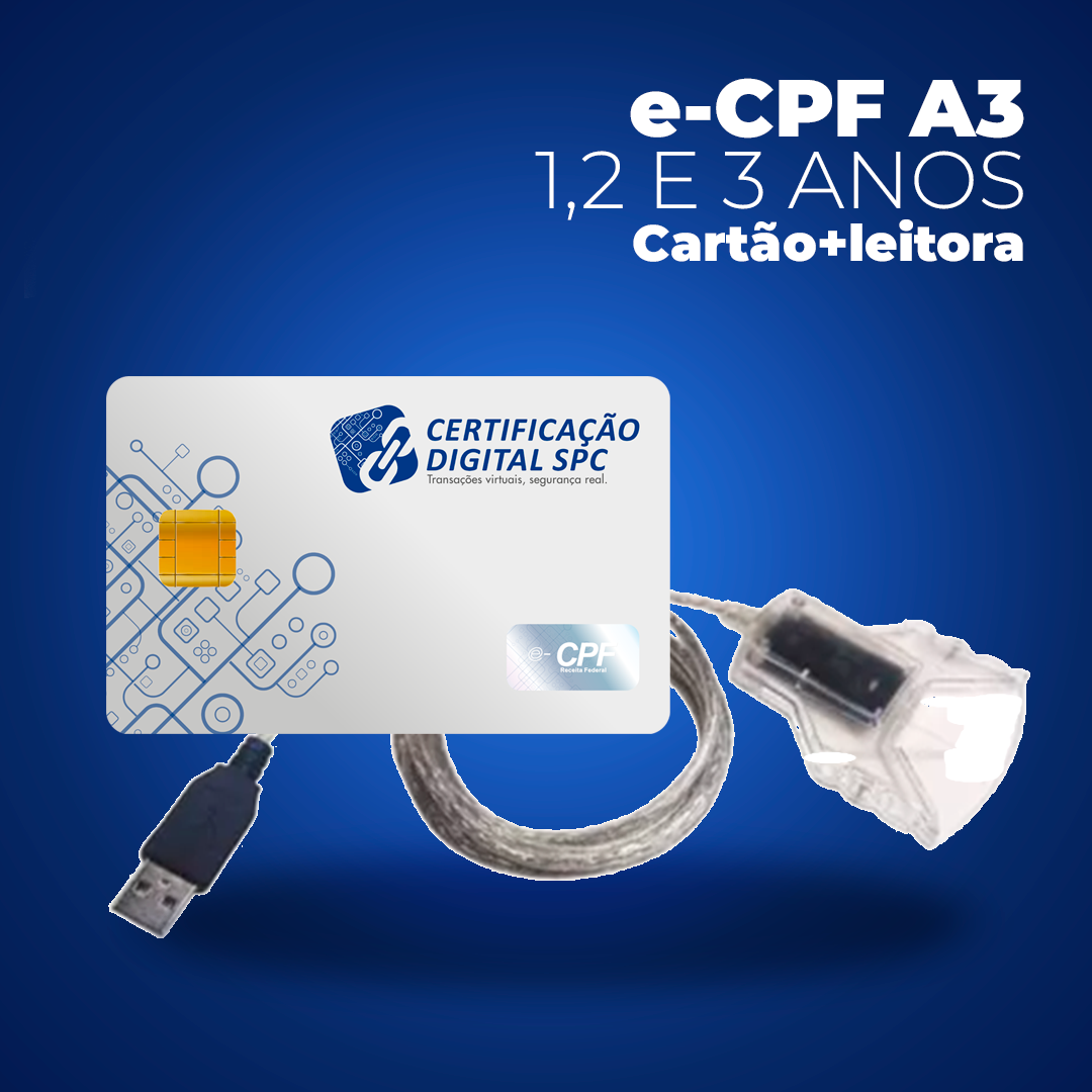 Certificado Digital e-cpf a3 - cartão + leitora